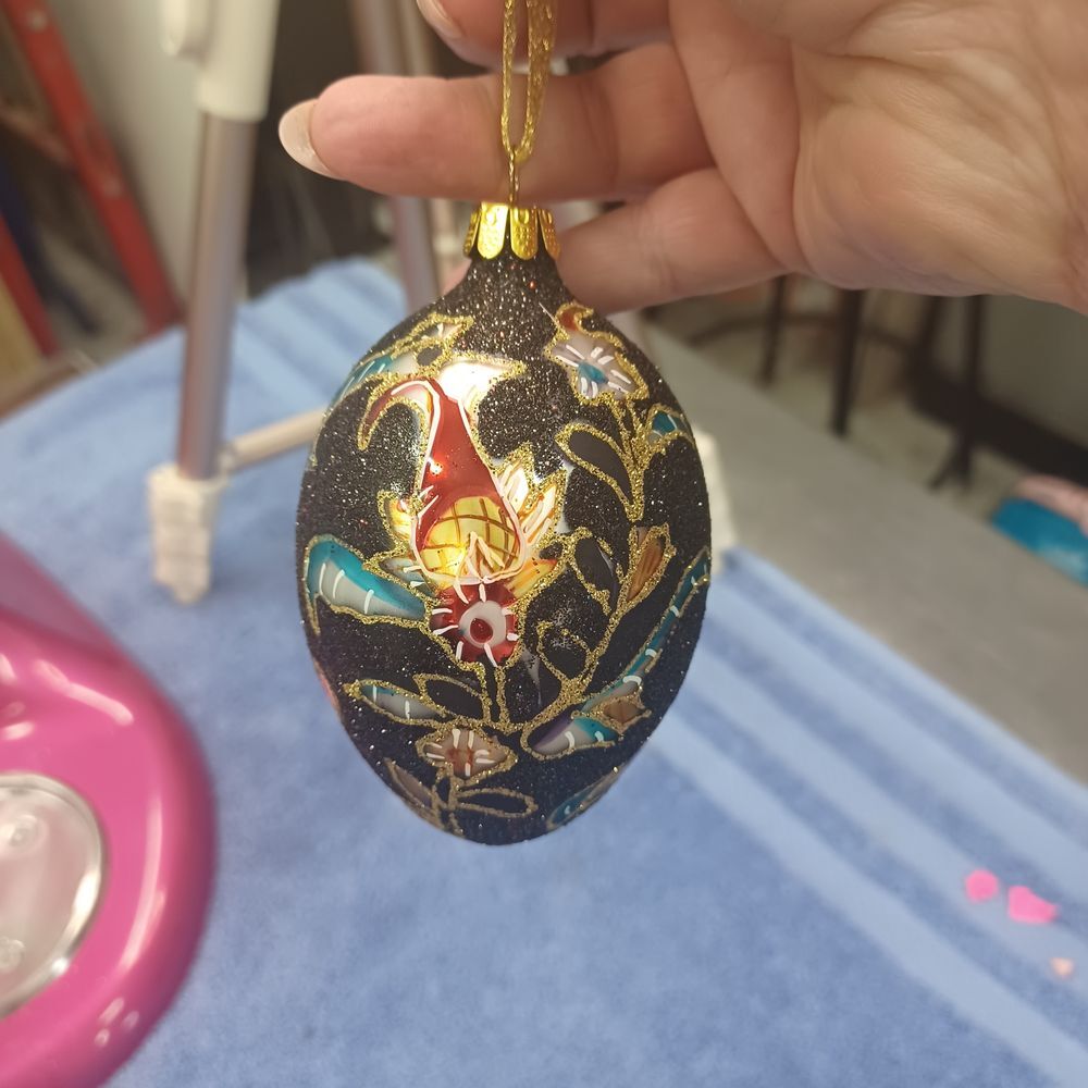 Joan Rivers Classics Collection Decorative Black,Gold Egg Ornament Holiday Decor